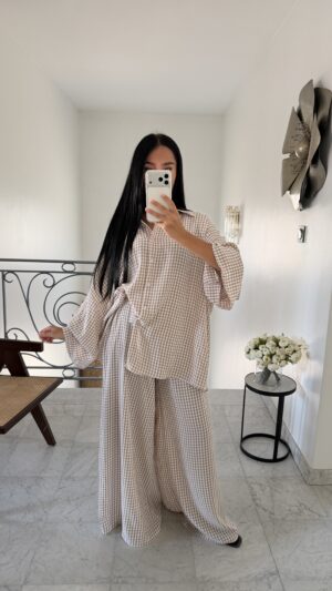 Ensemble vichy oversize [BEIGE]