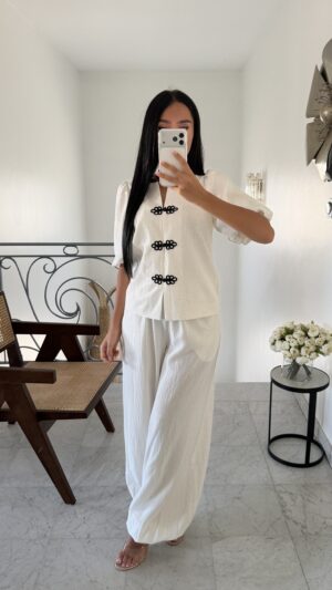 Blouse en lin fermeture chinoise [ECRUE]