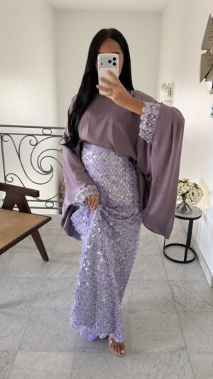 CREATION -Ensemble premium jupe en sequins [MAUVE]