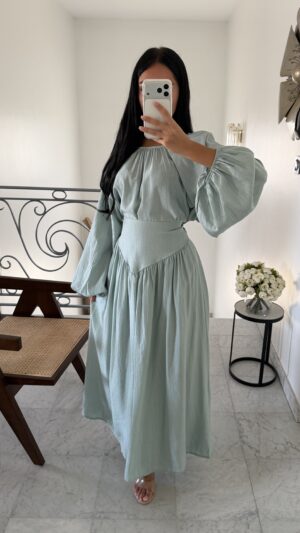Ensemble aux manches bouffantes [BLEU]