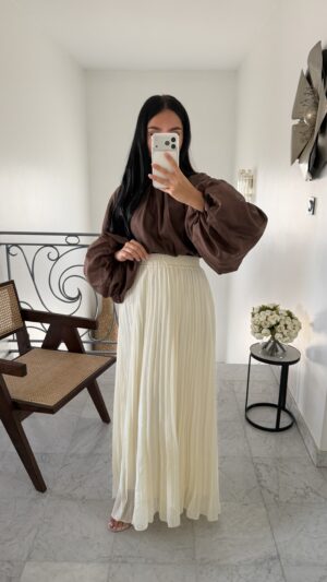 Blouse longue effet organza [MARRON]