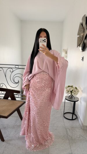 CREATION -Ensemble premium jupe en sequins [ROSE]