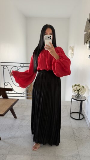 Blouse longue effet organza [ROUGE]
