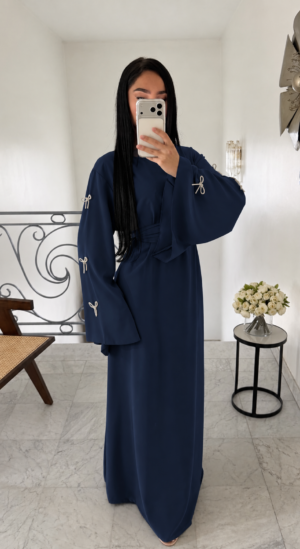 Abaya noeud argenté [MARINE]