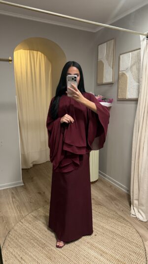 Ensemble cape en mousseline [BORDEAUX]